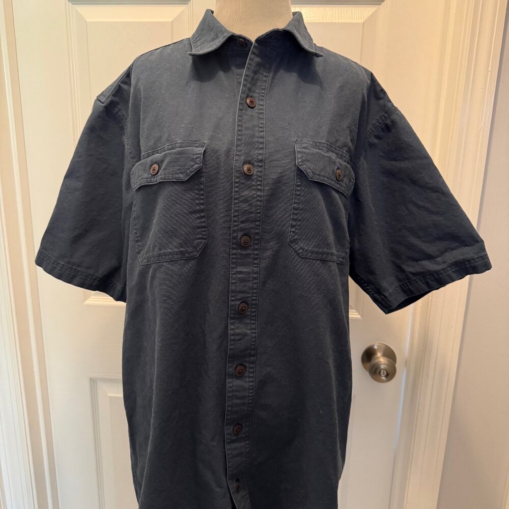 Red Head Men's Blue Button Up, Short Sleeve, Size LT